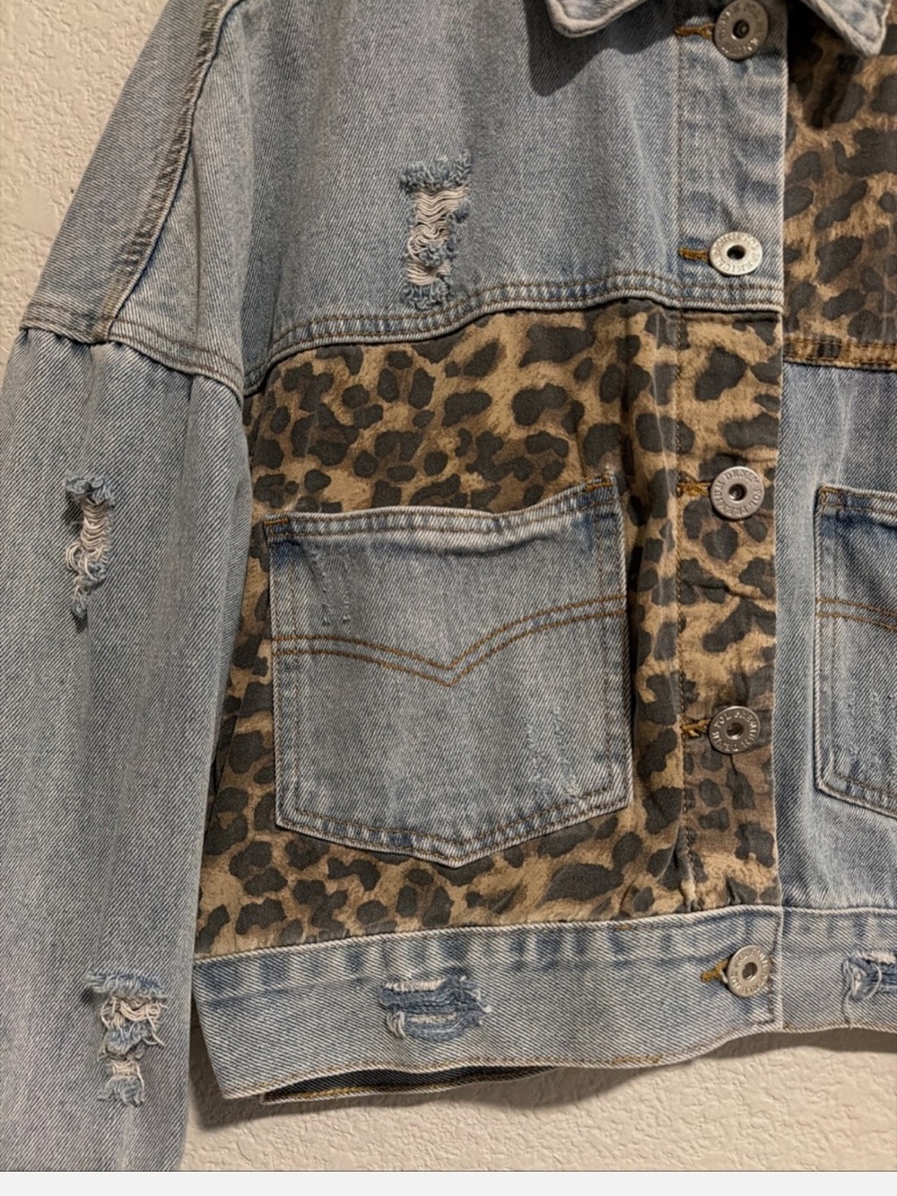 POL Leopard denim patchwork jacket - Picture 6 of 7
